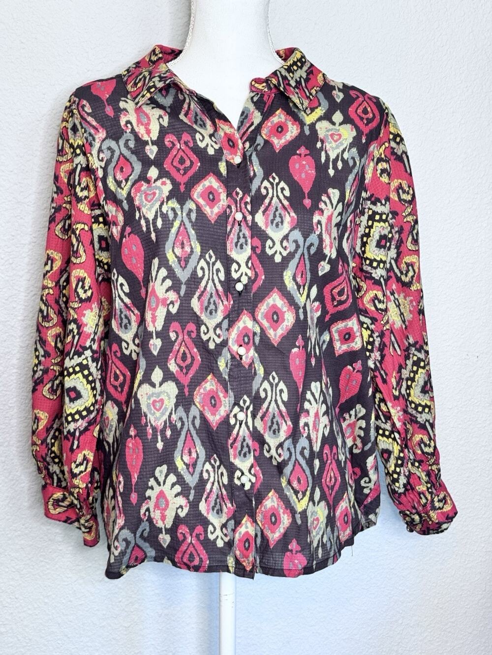 Anthropologie Women’s SZ M Forever That Girl Paisley Button Down Shirt Top
